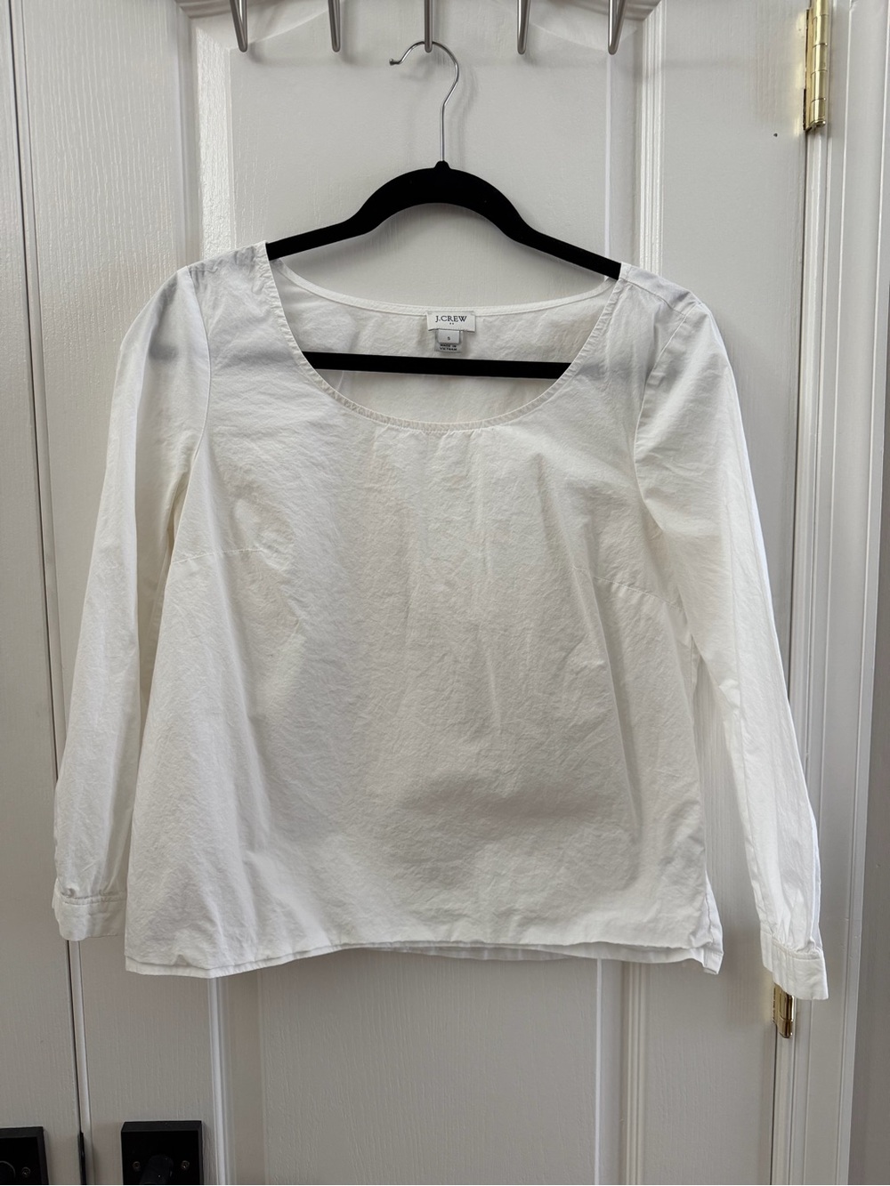 J. Crew Factory White Scoop Neck Long Sleeve Top